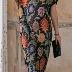 NWT Peruvian Connection Marjorelle Floral Jacquard Caftan Dress Pima XL Peru